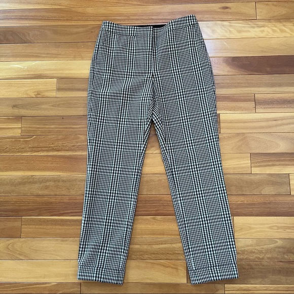 Lafayette 148 Clinton wool blend plaid pants cuffed tapered trousers - Picture 4 of 11